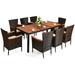 Patiojoy 9Pcs Outdoor Dining Set Wicker Rattan Patio Furniture Table Chair 8 Person