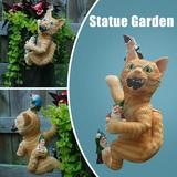 Cat Eating Garden Statue Resin Figurine Garden Decoration