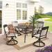 MF Studio 5 Pieces Outdoor Patio Dining Set with 4 Pieces Aluminum Swivel Armchairs and 1 Piece Metal Steel Dining Table Black&Beige