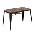 iKayaa Natural Pinewood Kitchen Dining Table W/ Metal Frame Rectangular Dinette Table Furniture