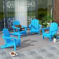 Westintrends 4 Pcs Outdoor Folding HDPE Adirondack Patio Chairs Weather Resistant Pacific Blue