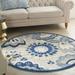 Nourison Aloha Indoor/Outdoor Floral Contemporary Blue/Grey 4 x round Area Rug (4 Round)