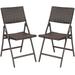 Patiojoy 2 PCS Outdoor Rattan Folding Dining Chairs Patio Wicker Portable Chairs for Balcony Garden Lawn Brown