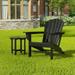 Westin Outdoor with Side Table HDPE Plastic Adirondack Chair - Black (Set of 2)