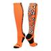 Crazy Soccer Socks with Soccer Balls over the calf (Neon Orange/Black Medium)