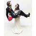 LOVE NEVER DIES BRIDE CARRYING GROOM STATUE COUPLE ETERNAL SKELETONS