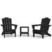 Adirondack Chair Set of 3 2 Folding Plastic Adirondack Chair W/ 1 End Side Table Black