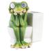 Funny Toilet Frog Statue Resin Figurine Flower Vase Tabletop Sculpture Decor