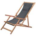 Carevas Folding Beach Chair Fabric and Wooden Frame Gray