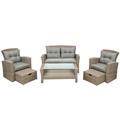 6-Piece Outdoor Sectional Sofa Set Wicker Conversation Sets with Arm Chairs Tempered Glass Table Ottomans Cushions All-Weather Rattan Patio Furniture Sets for Backyard Garden Poolside K2999