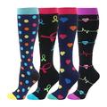 Fesfesfes Clearance Unisex 4 Pairs Soccer Socks Prited Calf High Athletic Stocking Sports Compression Socks