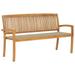 Stacking Patio Bench with Cushion 62.6 Solid Teak Wood