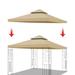 10 x 10 FT Replacement Canopy Top Cover 2-Tiered Patio Sunshade Upgraded UV Protection Gazebo Tent Canopy Cover ONLY