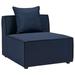 Modway Saybrook Fabric Upholstered Outdoor Patio Sofa Armless Chair in Navy Blue