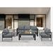 Superjoe 4 Pcs Outdoor Furniture Sofa Set Aluminum Patio Conversation Set With Coffee Table and 5 Inches Cushions Gray