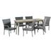 GDF Studio Hartford Outdoor Wicker and Acacia Wood 7 Piece Dining Set Gray