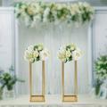 2 Pcs Metal Flower Pot Stand Floor Stand Column Party Wedding Decorations Rack Gold Metal Plant Stand Flower Pot Holder Wedding Party Venue Decorations Column Type Indoor Outdoor Metal Plant Stand