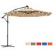 10 Hanging Solar LED Umbrella Patio Sun Shade Offset Market W/Base
