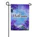 America Forever Purple Floral Welcome Summer Garden Flag 12.5 x 18 inches Flowers Purple Iris Tree Nature Lover Double Sided Seasonal Yard Outdoor Decorative Peaceful Garden Flag