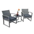 3 Piece Patio Furniture Set Outdoor Wicker Conversation Bistro Set Balcony Chair Sets with Coffee Table for Yard Porch Lawn Poolside Dark Gray