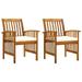 Maboto Garden Dining Chairs 2 pcs with Cushions Solid Acacia Wood