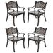 Topbuy 4 Pieces Outdoor Bistro Dining Chair Set All-Weather Cast Aluminum Chairs with Armrests and Curved Seats