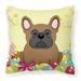 Carolines Treasures BB6013PW1414 Easter Eggs French Bulldog Brown Fabric Decorative Pillow 14Hx14W multicolor