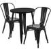 Bowery Hill 3 Piece 24 Round Metal Patio Bistro Set in Black