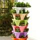 Cheers.US Vertical Gardening Planter Stackable Flower Pot Tower Herb and Strawberry Planters Stacking Garden Pots with Saucer- Vertical Gardening Indoor/Outdoor Stacking Garden Pots