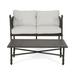 Amiaya Outdoor Aluminum Loveseat and Coffee Table with Cushions Cream and Matte Black