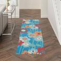 Waverly Sun N Shade Indoor/Outdoor Modern Floral Blue 2 3 x 3 9 Area Rug Easy Clean Eco-Friendly Bed Room Living Room Dining Room Hallway (2 x 4 )