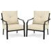 Gymax 2 PCS Patio Dining Chairs Set with Padded Cushions Armrest Steel Frame