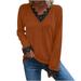 Long Sleeve Shirts for Women Floral Lace Trim V Neck Button Tunic Tops Solid Casual Basic Dressy T Shirts Blouses