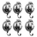 Suction Cup Hooks 6 Pack Heavy Duty Vacuum Suction Shower Hooks Window Glass Kitchen Bathroom Hooks Reusable Without Punching for Towel Loofah Robe Coat Wreath Decor - Silver