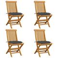Anself 4 Piece Folding Garden Chairs with Cushion Teak Wood Side Chair for Patio Backyard Poolside Beach Outdoor Furniture 18.5in x 23.6in x 35in