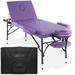 Saloniture Professional Portable Lightweight Tri-Fold Massage Table with Aluminum Legs - Includes Headrest Face Cradle Armrests and Carrying Case Lavender
