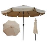 ARCTICSCORPION 10 ft Patio Umbrella Market Round Umbrella Outdoor Garden Umbrellas with Crank and Push Button Tilt for Garden Backyard Pool Shade Outside Tan