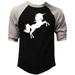 Men s White Unicorn V235 Black/Gray Raglan Baseball T-Shirt Small