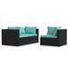 vidaXL Patio Sectional Sofa 3 Piece Outdoor Garden Sofa with Cushions PE Rattan