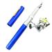 Tomfoto Portable Pen Shape Fishing Rod Telescopic Aluminum Alloy Fishing Pole + Metal Fishing Reel Reel
