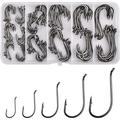 OROOTL 200pcs Box Circle Hooks Offset Circle Hooks Black High Carbon Steel Octopus Fishing Hooks-Size: 2# 4# 1/0 3/0 5/0