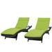 GDF Studio Olivia Outdoor Wicker Armless Adjustable Chaise Lounges with Cushion Set of 2 Multibrown and Gray and Green