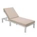 LeisureMod Chelsea Modern Weathered Grey Aluminum Outdoor Chaise Lounge Chair with Beige Cushions