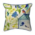 Betsy Drake Interiors Blue Bird House Small Indoor/Outdoor Pillow 12x12