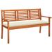 3-Seater Patio Bench with Cushion 59.1 Solid Eucalyptus Wood