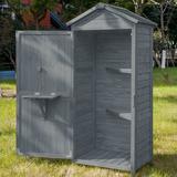 Outdoor Wooden Storage Sheds Fir Wood Storage Cabinet with Shelves 25.2â€�W x 18â€�D x 61.6â€�H Gray