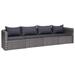 Carevas 4 Piece Patio Sofa Set with Cushions Gray Poly Rattan