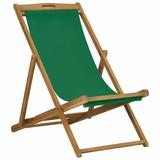 Suzicca Folding Beach Chair Solid Teak Wood Green