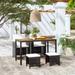 ametoys 5 Piece Patio Dining Set Poly Rattan and Acacia Wood Black