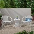 Julianah Outdoor Modern Iron Chat Set with Side Table Matte White